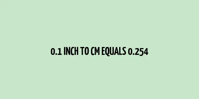 0.1 inch to cm (Inches to Centimeter)