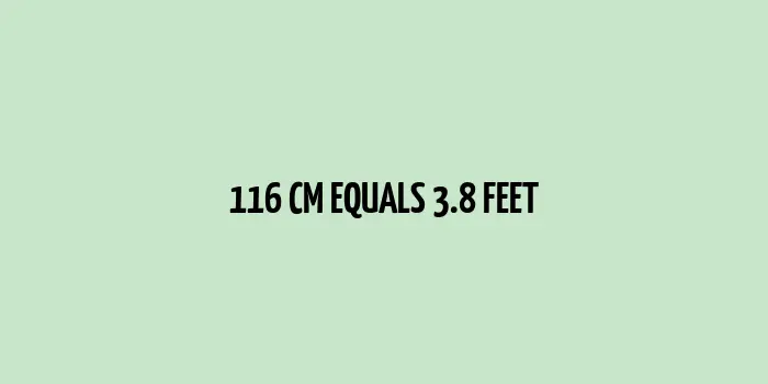 Visual representation of conversion from 116 cm to feet