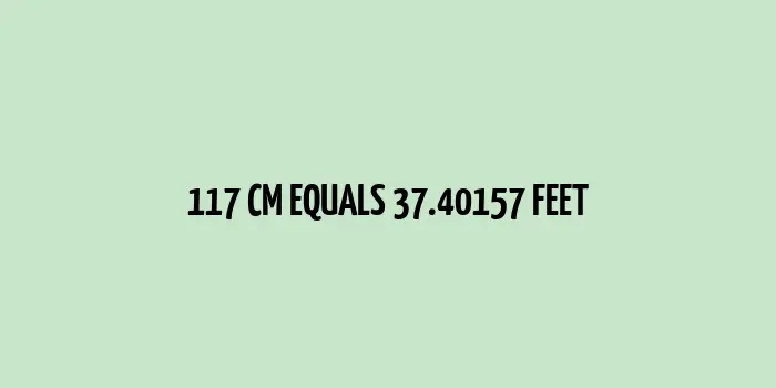 Graphic depiction of 117 cm equals 3.7 feet