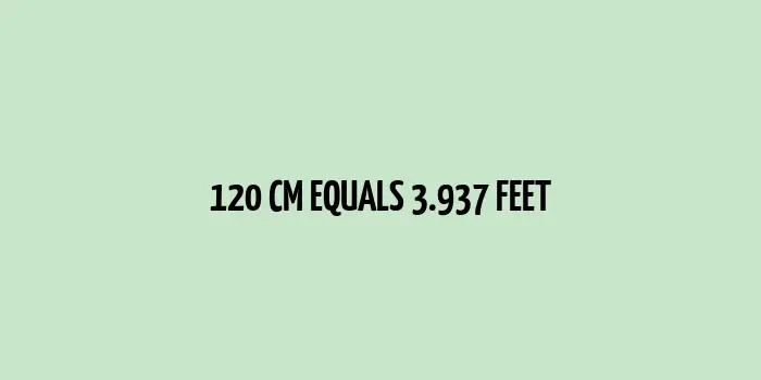 Graphical representation of 120 cm being equal to 3.937 feet.