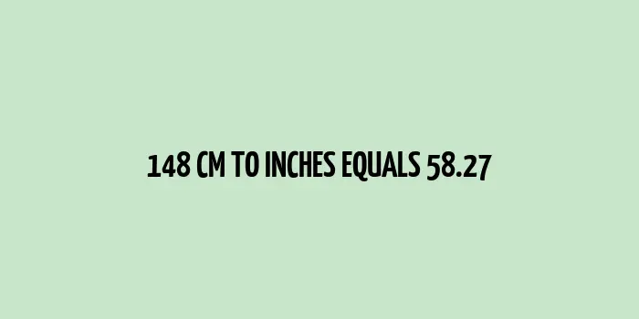 A illustrated comparison between 148 cm and 58.27 inches