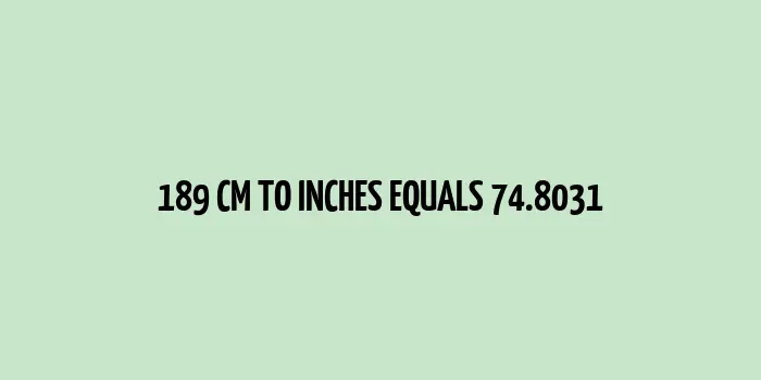 Conversion scale showing 189 cm to inches