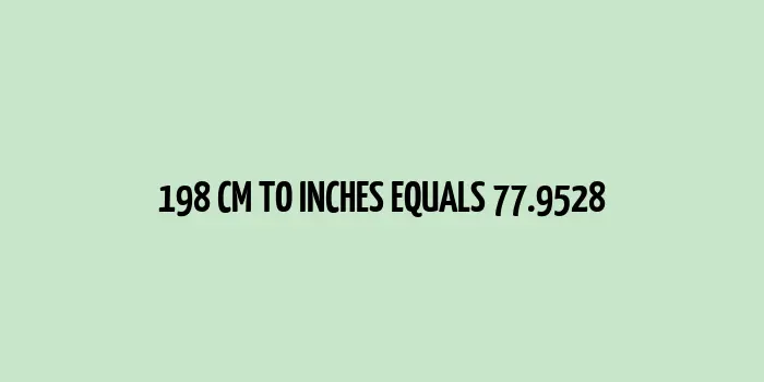 Graphic representation of 198 centimeters converted to inches