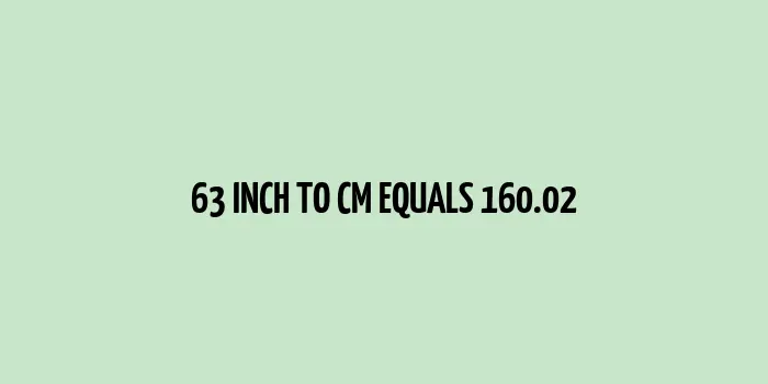 Graphic representation of 63 inches converted into centimeters