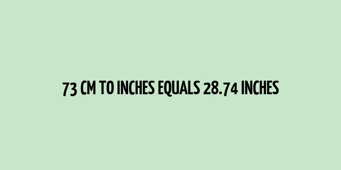 An illustrated comparison of 73 cm to inches